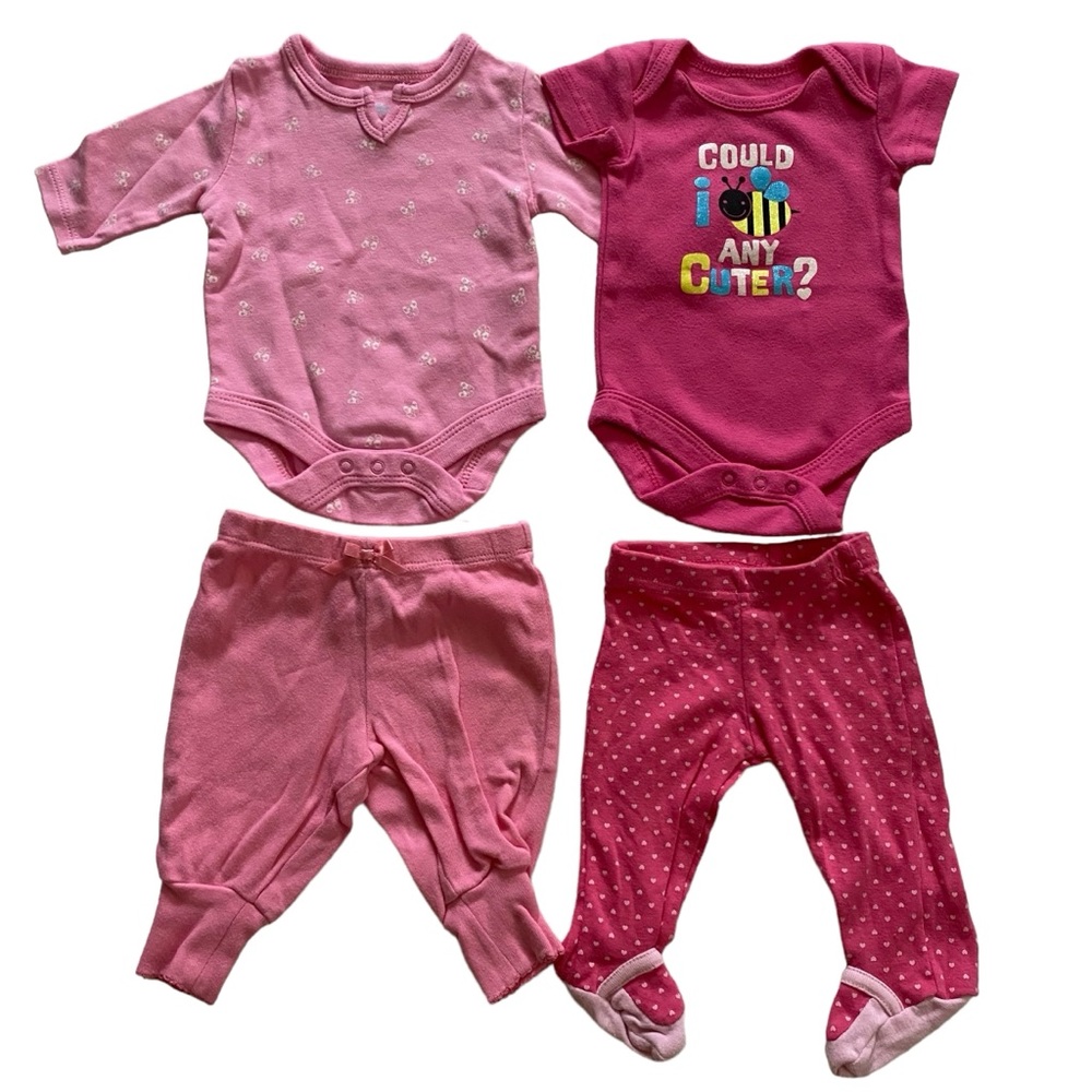 Bundle of 4 Adorable Newborn Baby Girls Clothes